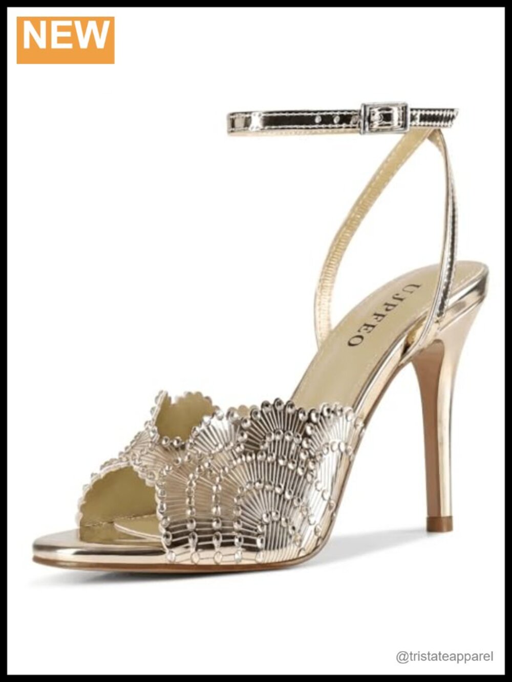 Rhinestone High Heel Sandals Round Open Toe Stiletto Ankle Strap Dressy Prom